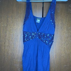 Navy sequin detail tank top